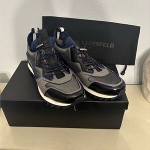 Karl Lagerfeld Men's Black, Gray, and Blue Sneakers